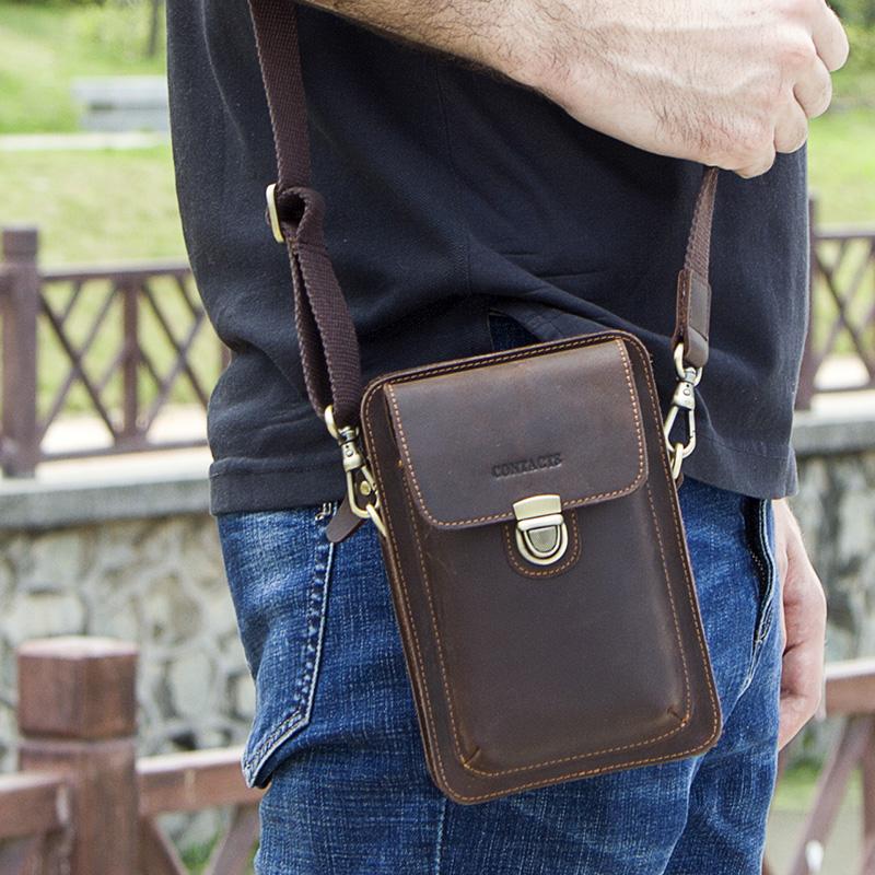 CONTACT'S мужская компактная сумка кросс-боди из натуральной кожи
