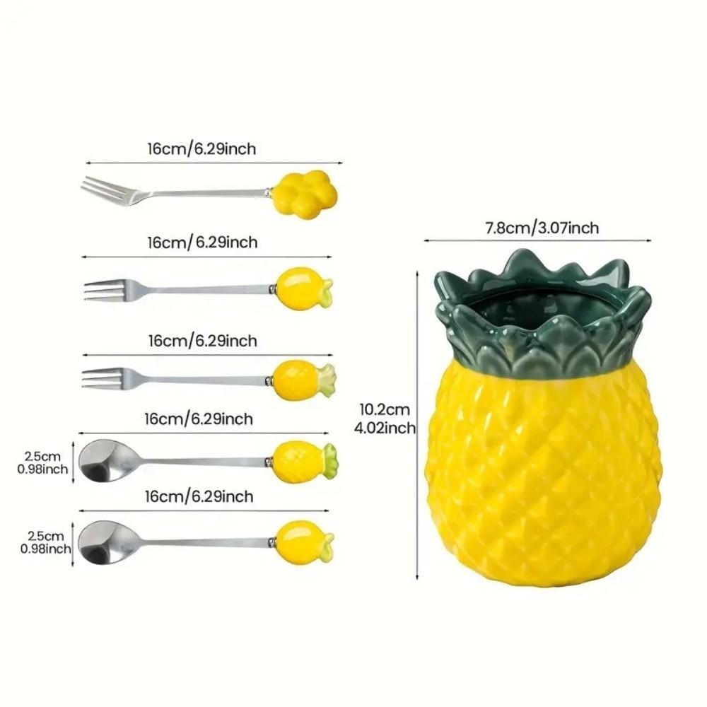 Exquisite Ceramic Storage Jar Pineapple-shaped Fruit Forks Set Chopstick Holder  Office