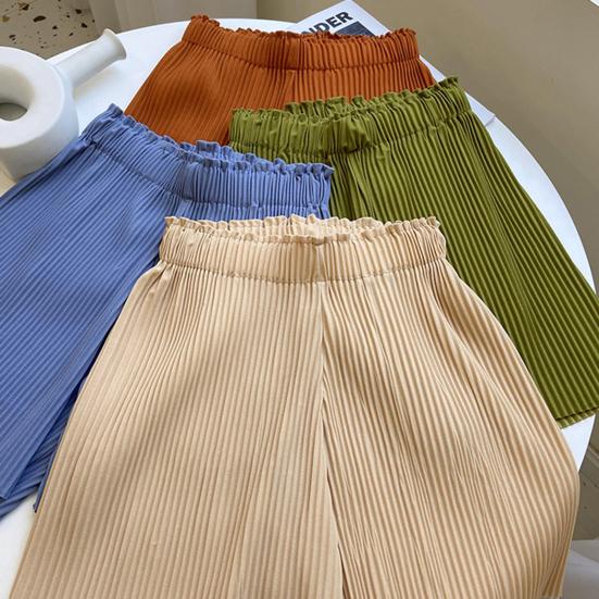 Женские шорты, эластичные, с высокой талией, ребристый дизайн, однотонные, повседневные, свободные шорты, летние, широкие шорты