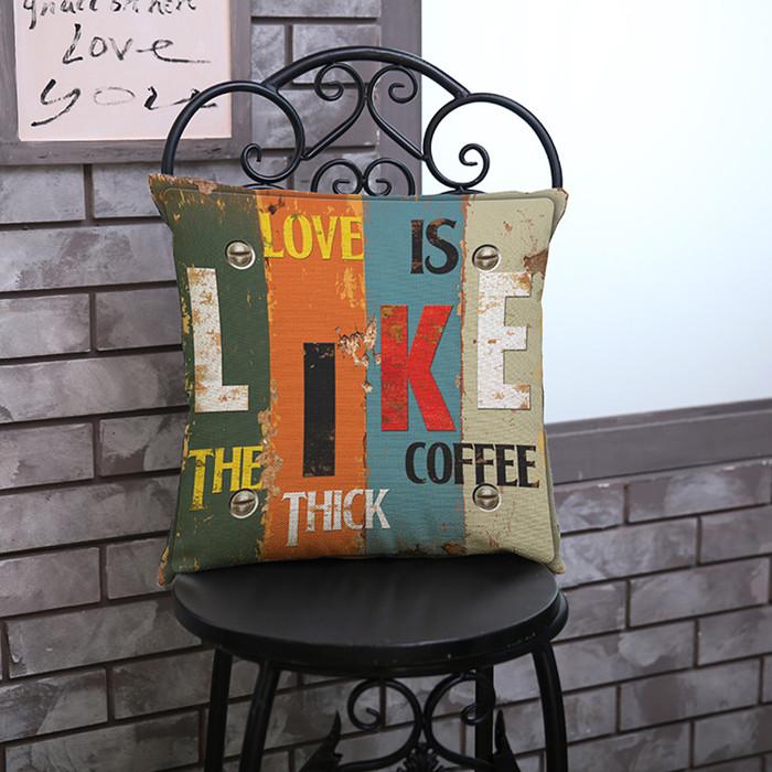 Vintage Letters Pattern Living Room Decoration Cushion Cover Love Greetings Creative Punk Pop Style Throw Pillow Case Cojines