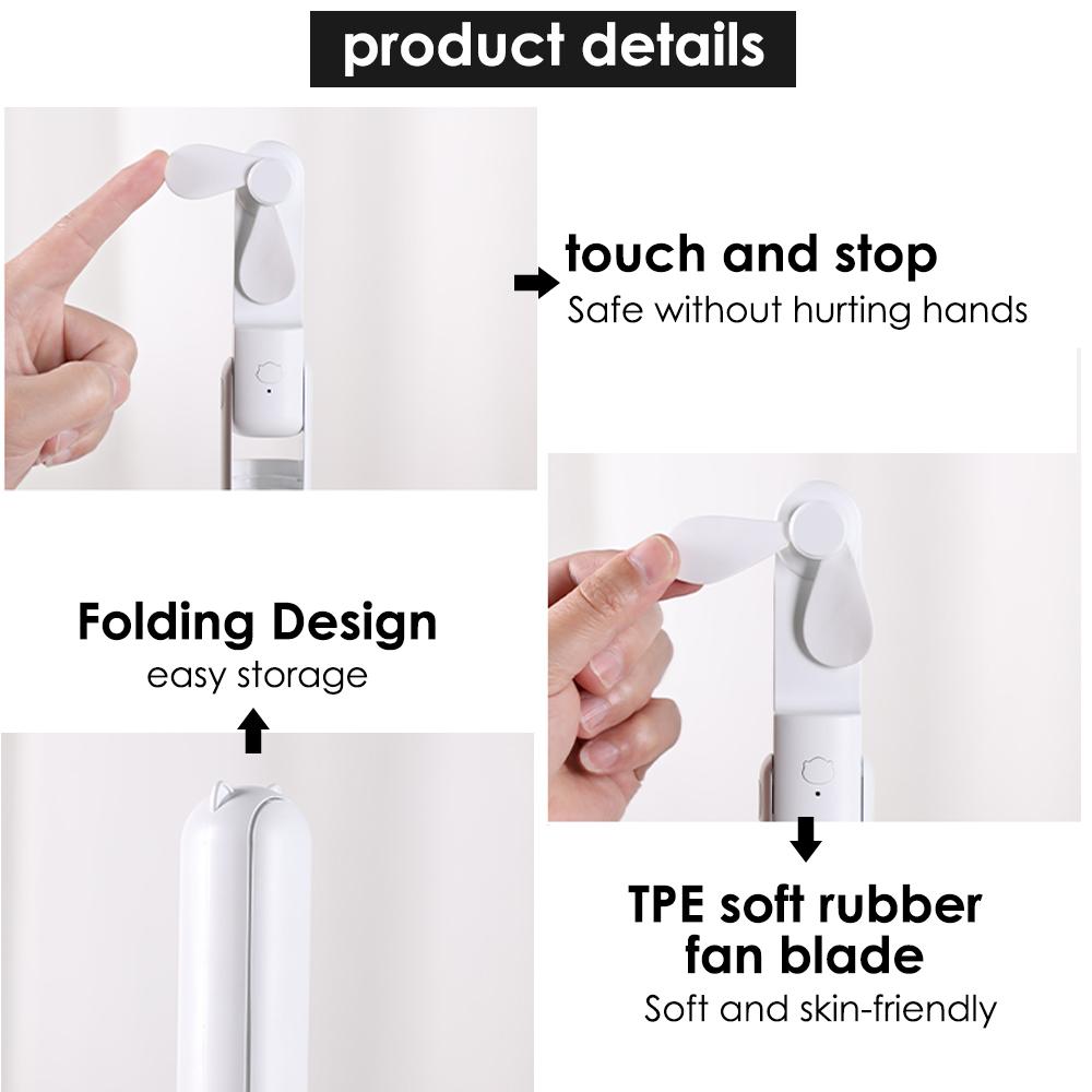 Мини-вентилятор Перезаряжаемый ручной вентилятор Складной маленький вентилятор с функцией Power Bank Летний охлаждающий вентилятор ZPG
