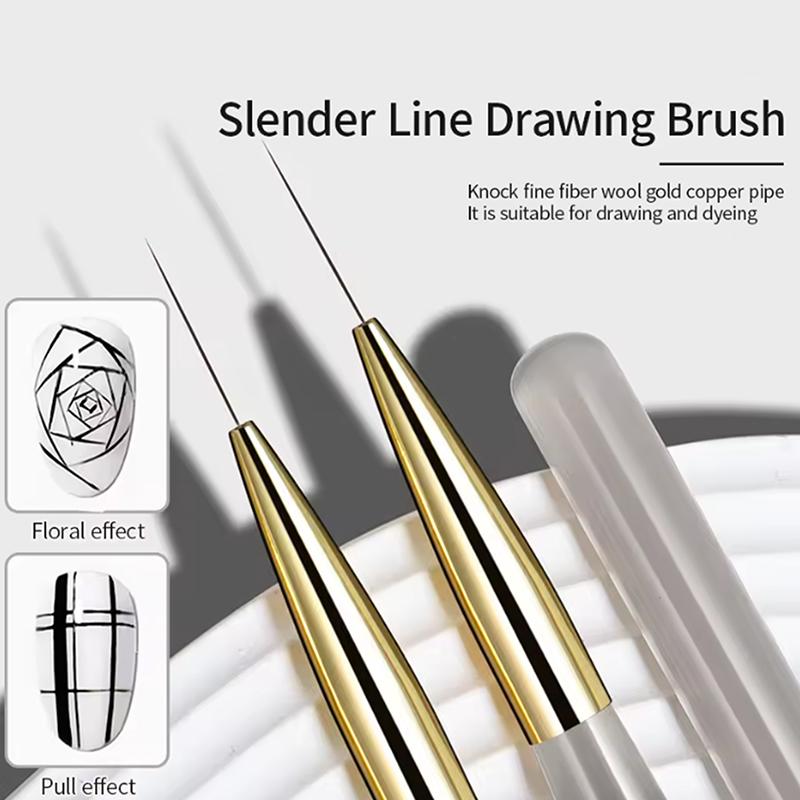 5Pcs Acrylic Handle Extremely Fine Nail Art Liner Pen Diy Painting Brush Drawing Lines Stripe Flower Painting Pen Uv Gel Brush
