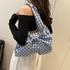 Корейский стиль холщовая сумка-жилет с бантом, простая клетчатая сумка-тоут, сумка для хранения