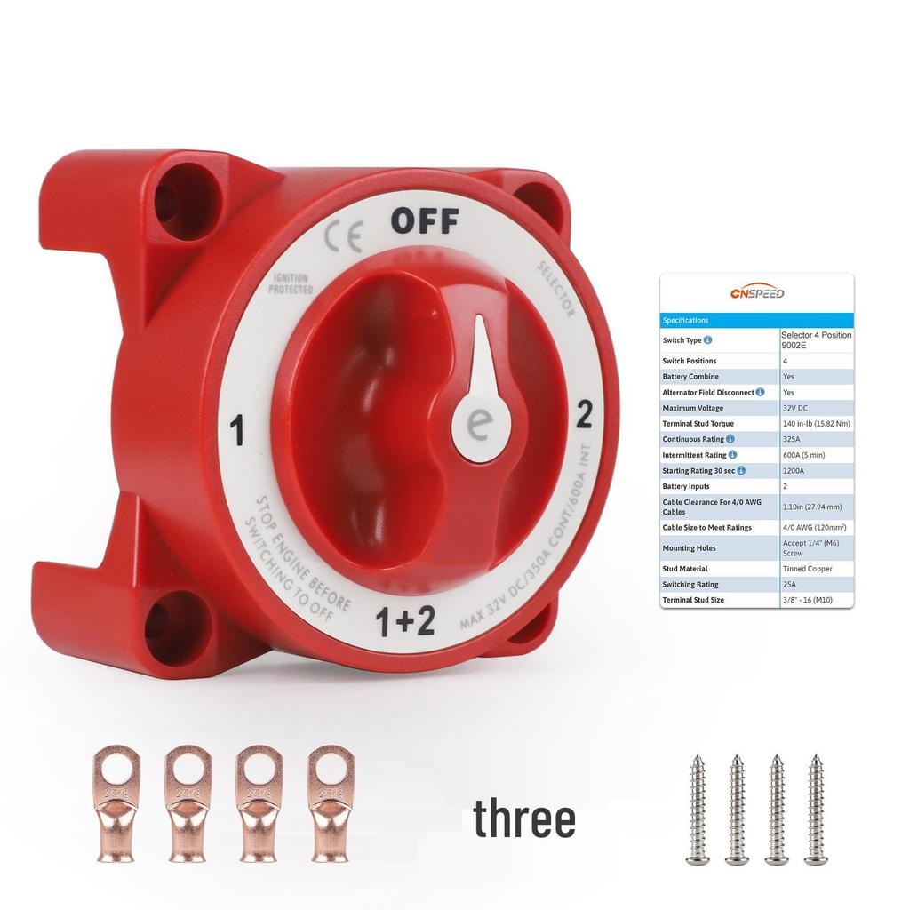 32V 350A Waterproof Marine Dual Battery Isolator Switch, 4-Position Ignition Protected Main Power Switch