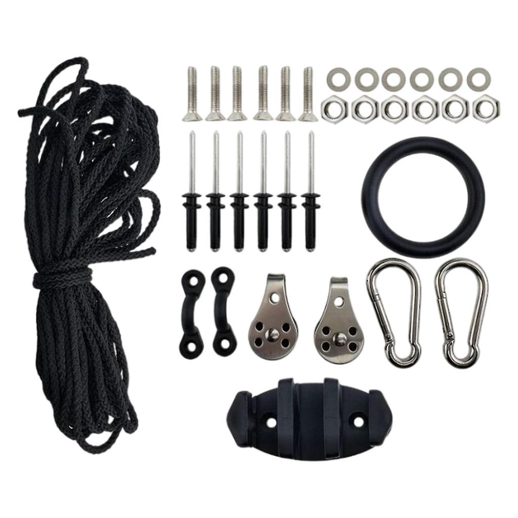 Kayak Anchor Trolley Kit Deck Rigging Set 9M Rope Canoe Accessories