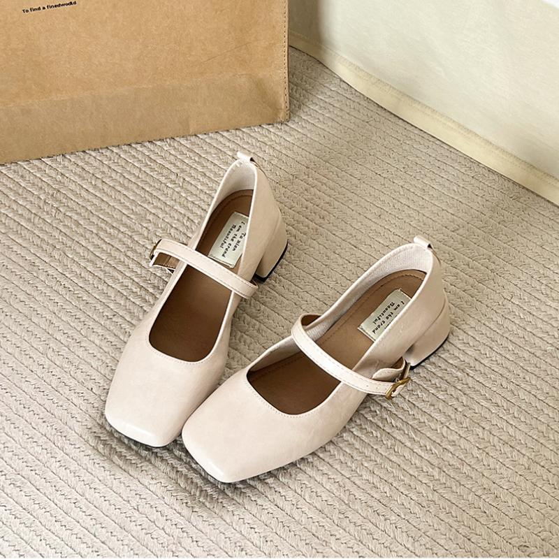 Дизайнерские Винтажные Женские Туфли Мэри Джейн на Толстом Каблуке Британский Стиль Квадратный Носок Кожаные Туфли Весна Осень Лаконичные Zapatos De Mujer