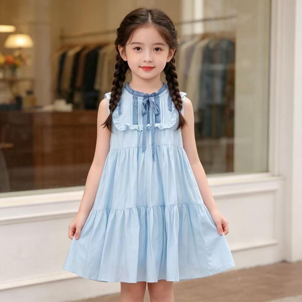 Blue Sleeveless Dress for Girls