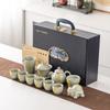 Ru Kiln Topaz Tea Set, Open Film Can Be Raised, Light Luxury Cover Bowl Pot, Boutique Gift Box, Intangible Cultural Heritage, High-end Gifts