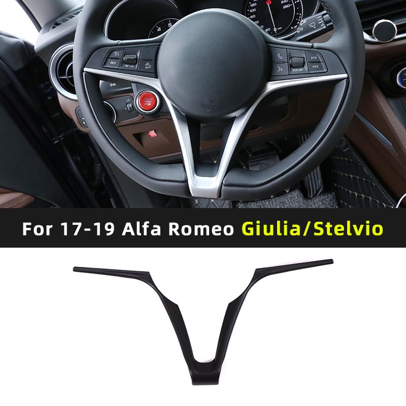 For 17-19 Alfa Romeo Giulia/Stelvio steering wheel V-frame One-touch start box steering wheel button decoration sticker ABS