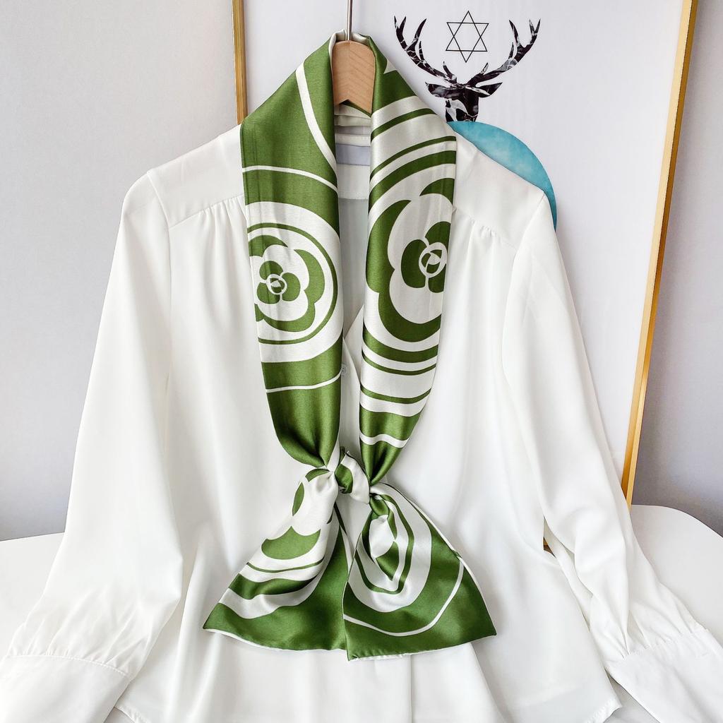 New Simulation Silk Long Scarf Fashionable Versatile Suit Double-Layer Scarf Decorative Bag Wrapped With Professional Scarf For Women