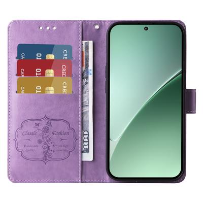Кожаный чехол для Xiaomi 15 Pro с тиснением в виде бабочек и цветов, чехол-кошелек с подставкой