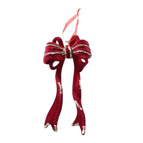 Рождественские украшения Красный Флокированный Конфетный тростник Олень Бант Снежинка Подвесное украшение для дома на елке