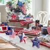 6 Pcs Patriotic Star Block Signs 4th of July Table Centerpieces Independence Day Decorations for Tabletop Shelf Mantel Tiered Tray Home Party