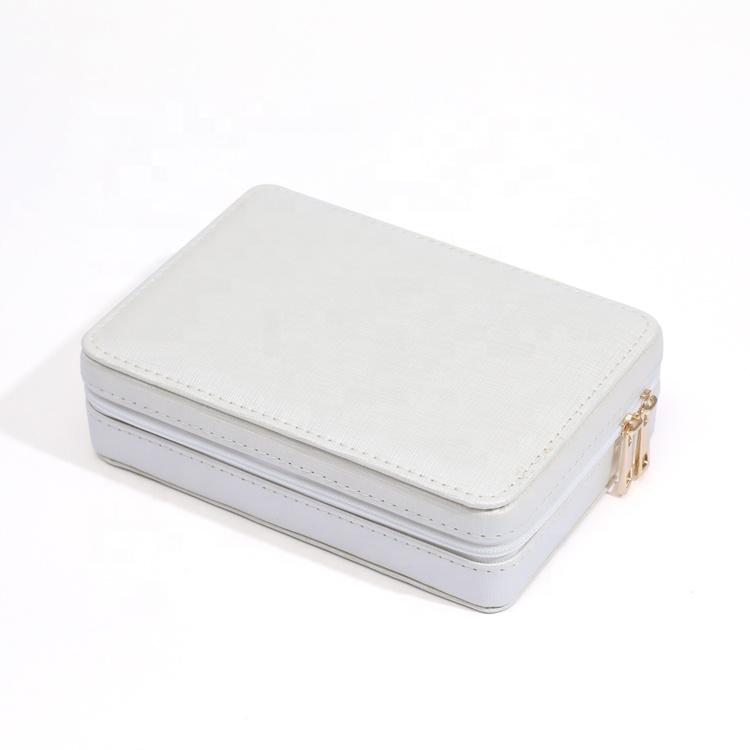 Pure Color Travel Jewelry Bag With Mirror Jewelry Cosmetics Multifunctional Storage Box