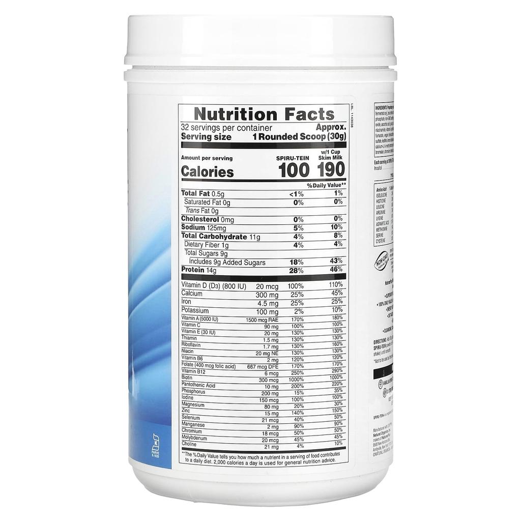 NaturesPlus Spiru-Tein, High Protein Energy Replacement, Vanilla Flavor, 2.12 Lbs (960 G)