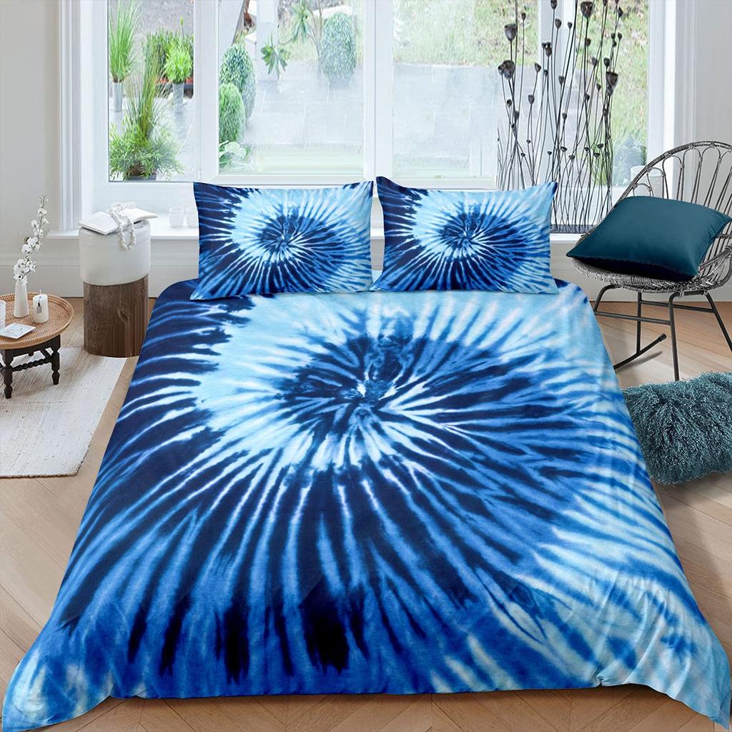 Psychedelic Swirl Duvet Cover Set For Kids Adults Fractal Art Comforter Cover Girls Abstract Artwork Circle Floral Bedding Set