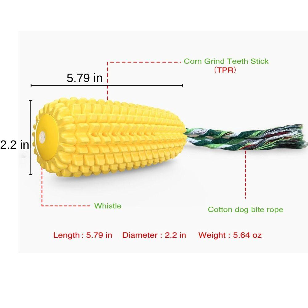 Tough Rubber Dog Chew Toy Corn Stick Design Interactive Squeaky Dog Toys Medium Large Dogs