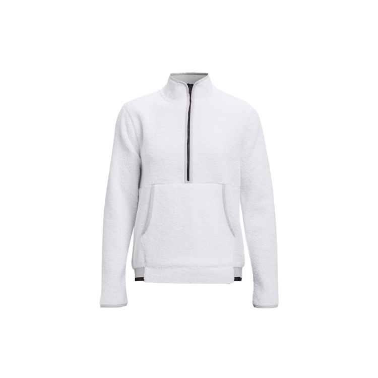 Under Armour Спортивная толстовка с воротником-стойкой и полузастежкой-молнией, женская, топы, белая 1366355-100