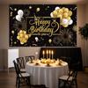 Черный Золотой С Днем Рождения Фон 180*110 см День Рождения Баннер Украшения Дома Фото Фон Подвесная Ткань Новинка