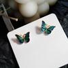 1 Pair Women Earrings Electroplating Dressing Up Alloy Eye-catching Enamel Butterflies Shape Ear Studs Fashion Accessories