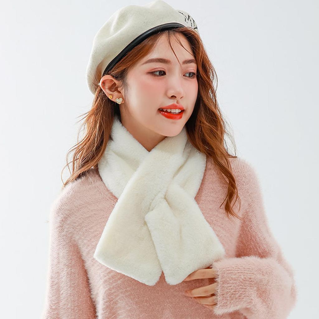 Женский плюшевый шарф, сладкий и мягкий осенне-зимний однотонный теплый шарф