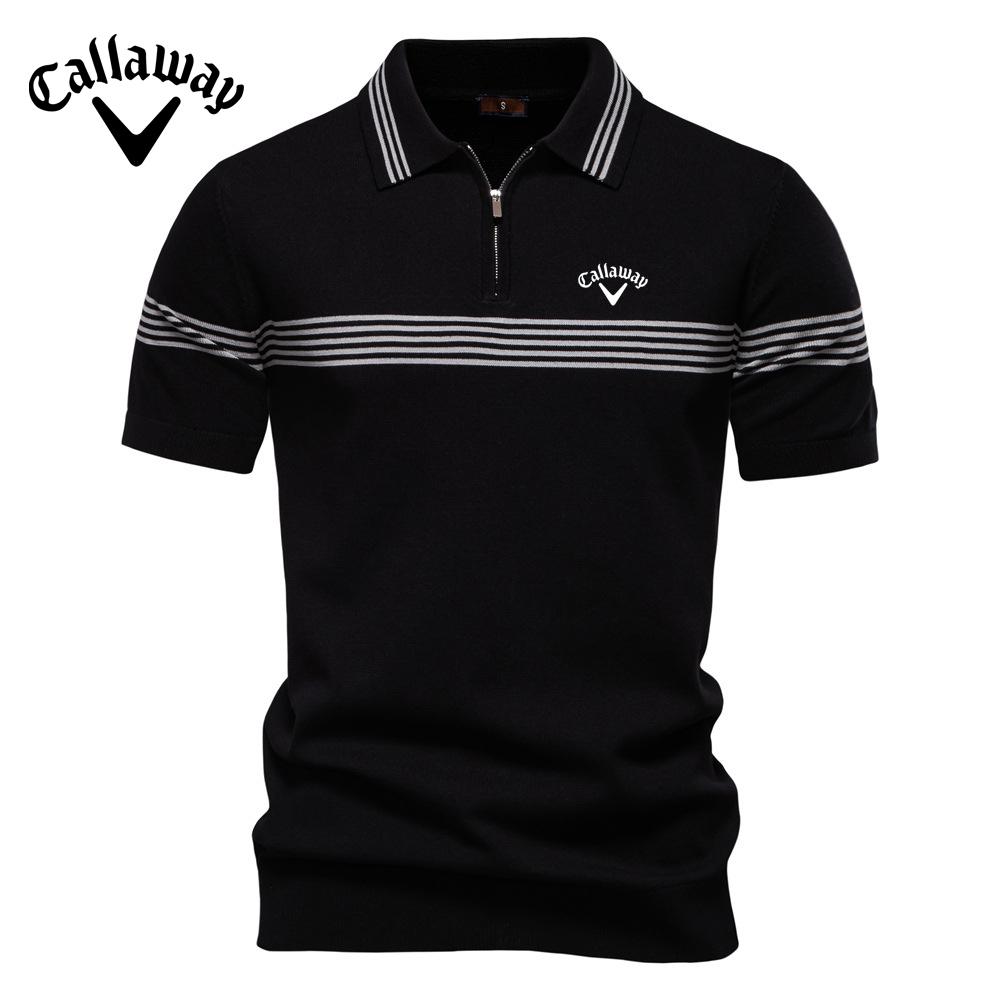 Callaway 2025 Лето Вышитая Новая Рубашка Поло Модная Полосатая Мужская Деловая Рубашка С Короткими Рукавами