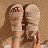 Fashion Women Wedge Sandals Minimalist Open Toe Platform Casual Sandals Women Ankle Strap Slingback Solid Color Comfortable Shoes Women