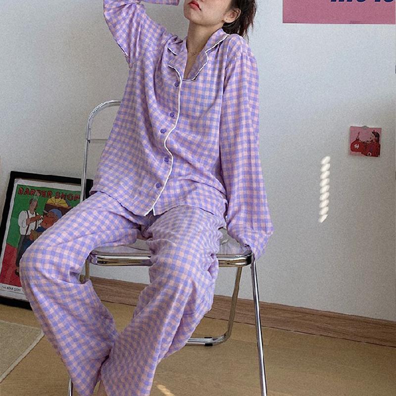 Spring and Autumn Ladies Long-Sleeved Long Pants Pajamas Homewear Set Girls Ins Style Student Pajamas Homewear