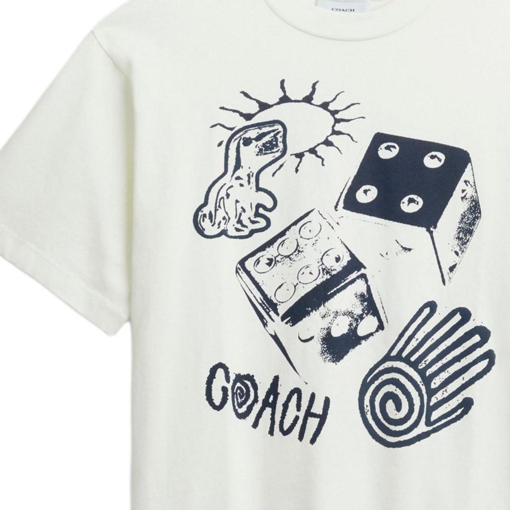 Coach Хлопковая футболка с пэчворк-узором, облегающая, с коротким рукавом, мужские топы CDU06-NFY