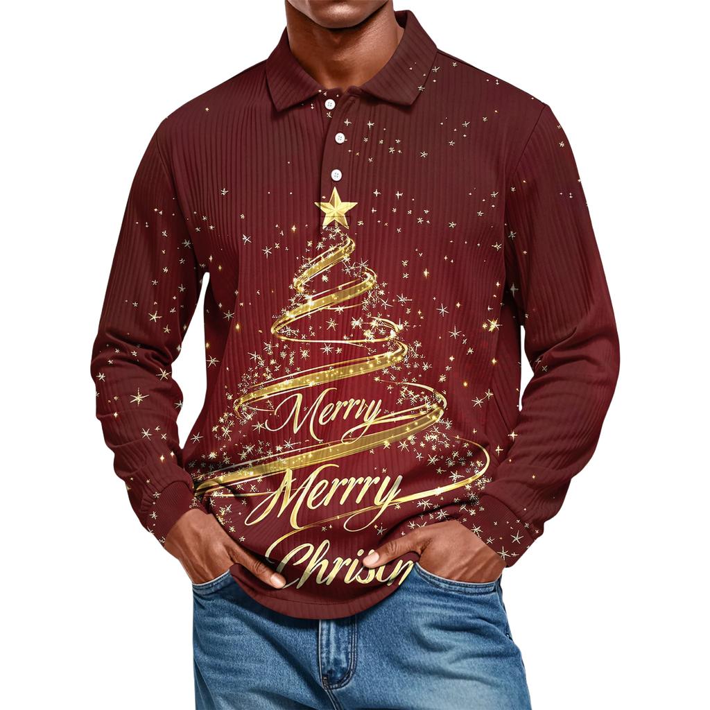 Men's Casual Style Solid Color Loose Shirt Long-sleeved Top