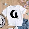 (Asian Size) T Shirt Women Cat Moon Trend Cute Sweet Print Tee Top Fashion Female Clothing Short Sleeve Graphic T-shirts
