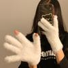 Gloves Ladies Winter Warm Cute Jelly Bean Dew Finger Plush Five Fingers Plush Thickened Cycling Student