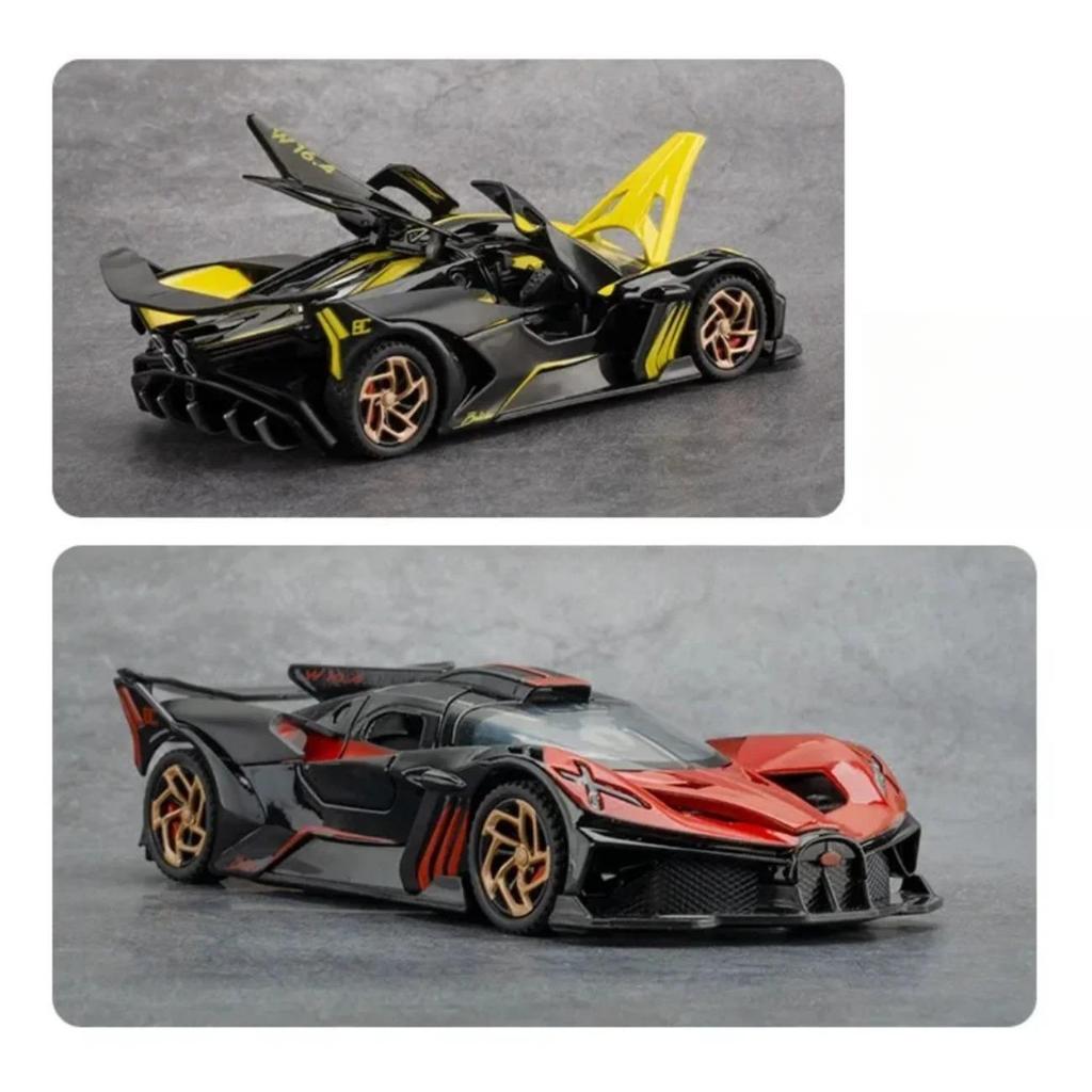 1/32 Bugatti Bolide Alloy Sport Car Model Toys Simulation Diecasts Metal Vehicle with Sound Light Pull Back Decoration Boy Gifts