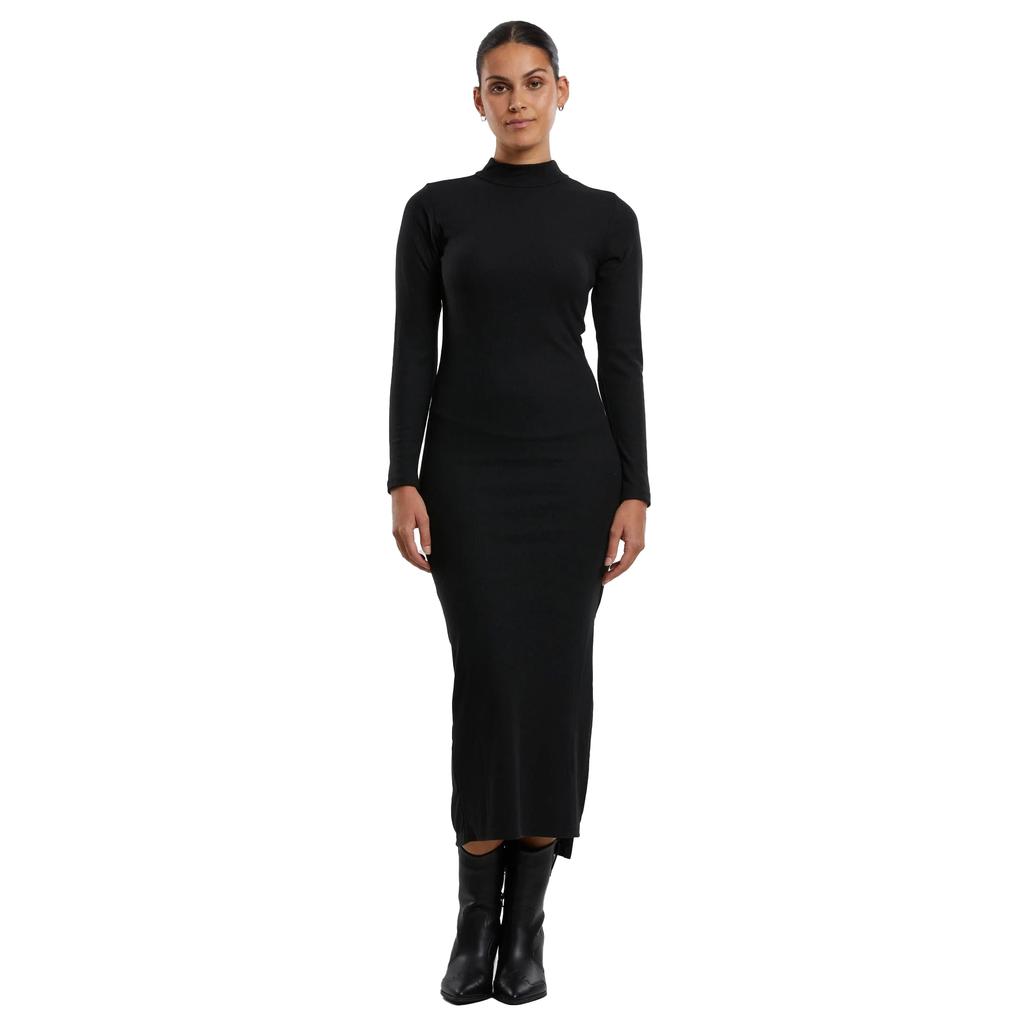 Urban Classics Womens/Ladies Ribbed Mock Neck Long-Sleeved Dress