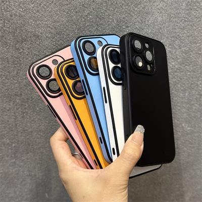Чехол для телефона из гладкой кожи с мелкими отверстиями для защиты объектива, подходит для iPhone 16, простой защитный чехол для 12 Pro Max и Apple 15 Plus