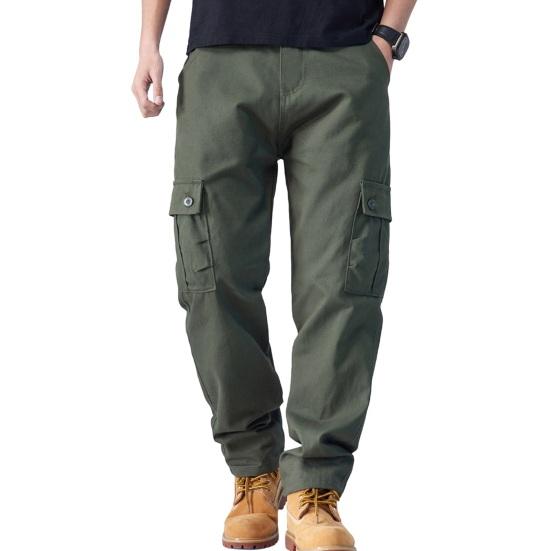 Мужские брюки-карго с несколькими карманами, прямые хлопковые брюки со средней талией, застежка-молния на пуговицы, свободные брюки для путешествий и школы