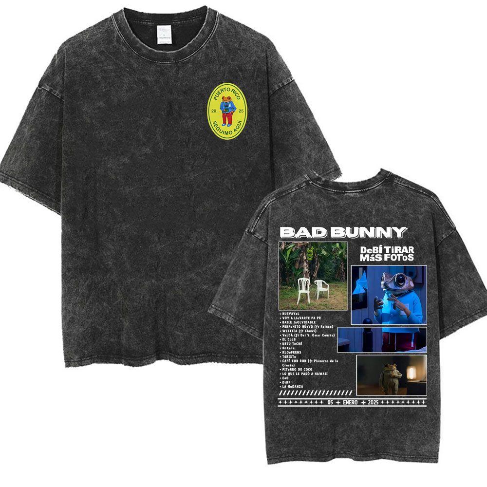 Оптовая футболка оверсайз для мужчин Bad Bunny DTMF World Tour Рэп Модная Роскошная Ретро Стильная Хлопковая Футболка Хип-хоп