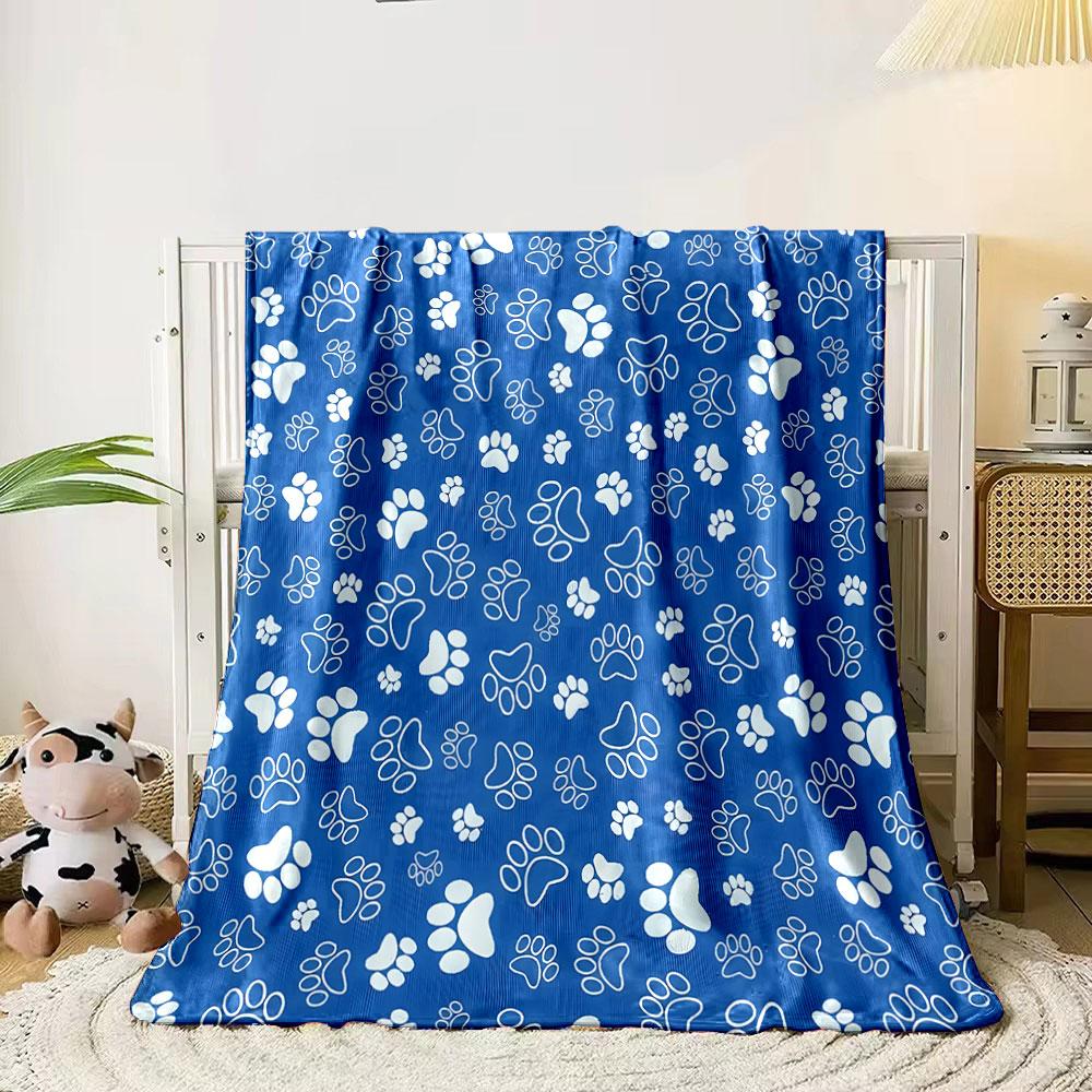 Pet Paw Print Blue Blanket print blanket soft and cozy perfect for the living room bed sofa or a nap,gift
