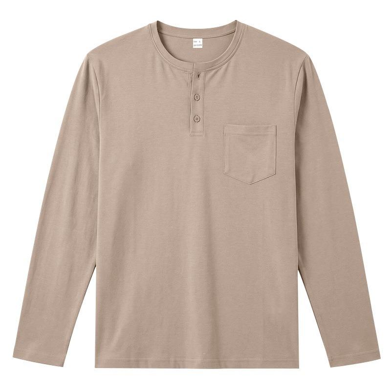 Men S Loose Fit Long Sleeve Henley Neck Casual Basic T Shirt
