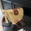 Летняя соломенная сумка для женщин, модная полукруглая сумка кроссбоди, плетеная вручную из ротанга, сумка-мессенджер, дорожная пляжная сумка KTB