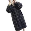 Вязаный кардиган в клетку корейского стиля, средней длины - Свободный крой, длинный рукав, Женская мода Осень/Зима.
