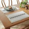 New cotton and linen rope placemat, festival placemat, woven color matching striped fringed bowl mat, spot.