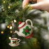 Christmas Teapot Ornament Vintage Christmas Tea Cup And Pot Hanging Decor with Pouring Tea Effect Gift for Tea Lovers