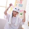 1Pc Glowing Cute Bunny Ears Hat Jumping Rabbit Hat Glowing Ear Moving Bunny Hat Cartoon Cute Plush Hat Toys Gift