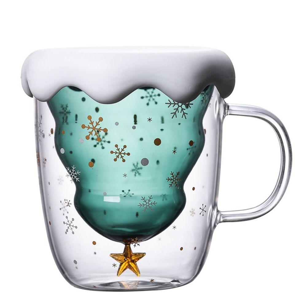 Tree Christmas Ornaments Starry Sky Double Layered Milk Cup Glass Mug Glass Cup Christmas Gifts