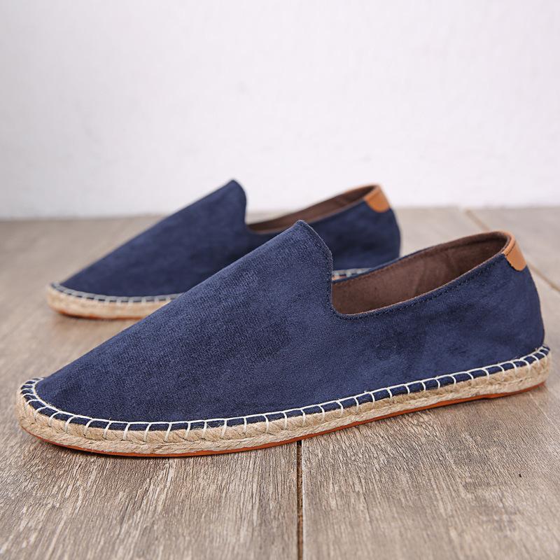 Retro trend breathable canvas shoes summer linen men's fisherman shoes casual one-pedal cotton and linen wear-resistant loafers