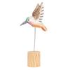 Wood Carving Hummingbird Ornament with Tree Stump/Bell Handcrafted Bird Figurine Statue Sculpture Home Office Desktop Decoration