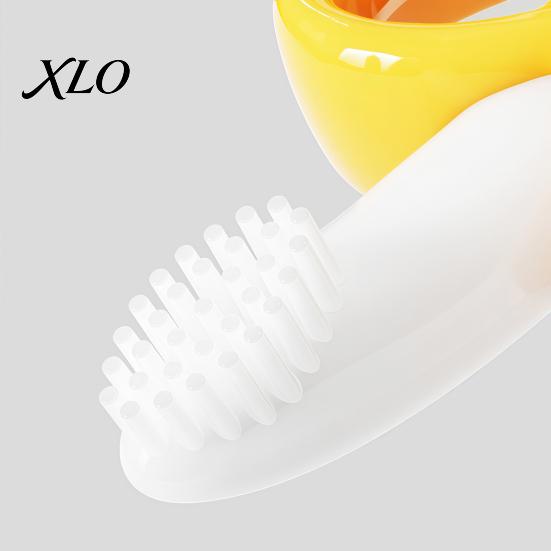 Anti Choke Teething Design Banana Silicone Teether, Baby Toothbrush Chew Toy with Raised Particles, Food-Grade Safe Chewing Toys for Infants BPA-Free