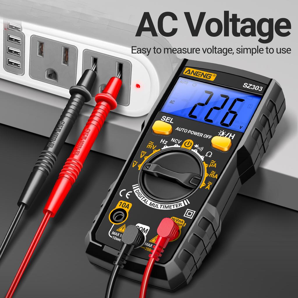 Мультиметр ANENG SZ303 1999 Цифровой счетчик переменного тока, постоянного тока, напряжения, сопротивления, высокой точности