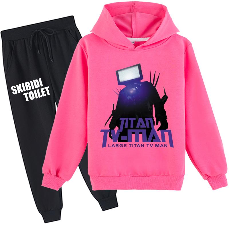 Детский комплект с 3D толстовкой Skibidi, пуловер для туалета, спортивный костюм, детский свитер + брюки